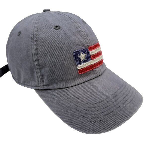 LIFE IS GOOD Gray Washed Flag Patch Cap — Vintage Look Strap back Hat Distressed - Picture 2 of 12